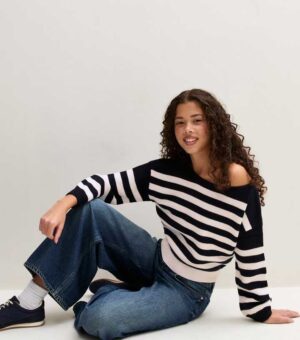girls blue striped knit slash neck jumper.jpg