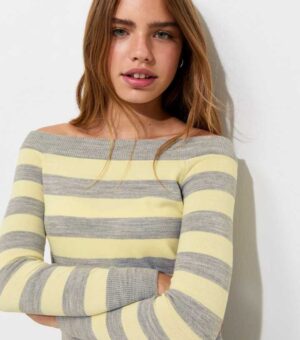 girls grey striped knitted bardot top.jpg