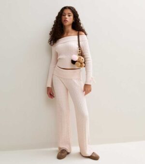 girls light pink cable knit wide leg trousers.jpg