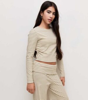 girls white stripe soft touch ruched long sleeve top.jpg