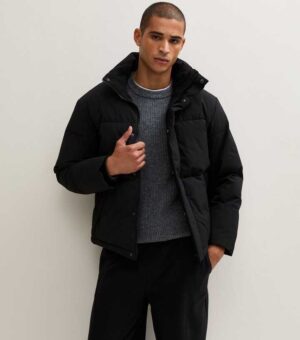 jack jones black funnel neck padded jacket.jpg