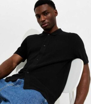 jack jones black regular knit short sleeve shirt.jpg