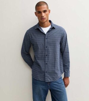 jack jones blue cotton checked long sleeved shirt.jpg